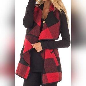 Yacun Open Front Buffalo Plaid Vest Womens Small Western Riding Ranch Gorpcore S